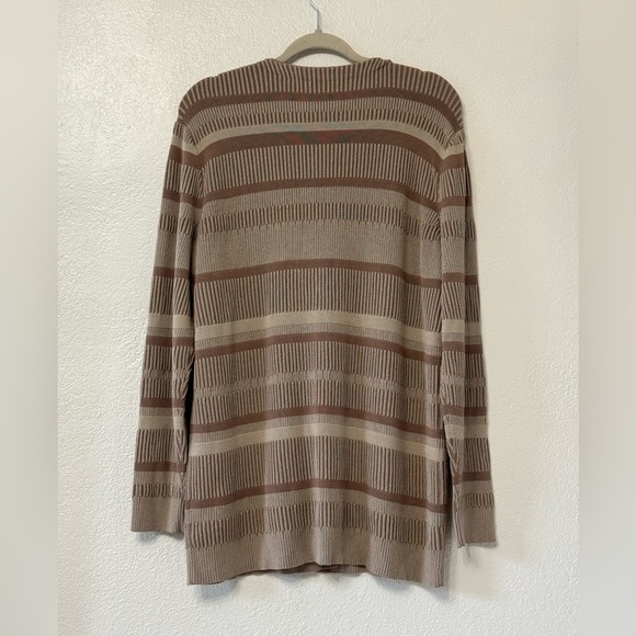 Lafayette 148 New York V-neck Ribbed Button Front Cardigan, Tan Size XL - Picture 5 of 9
